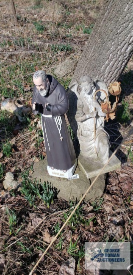 Padre Pio plastic weighted figurine and plastic angel figurines