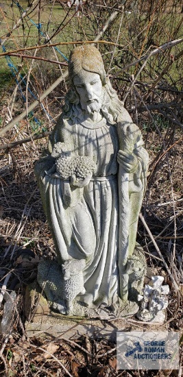 religious cement statue on cement base, approximately 3 ft, bring help for removal