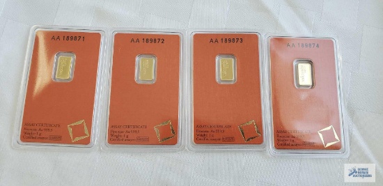 Valcambi suisse gold bars, weight 1 G Quantity 4
