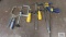 Lot of assorted wood clamps and etc