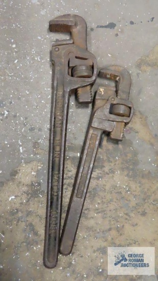 two pipe wrenches, Cochran 18 inch and Trimo 14 inch