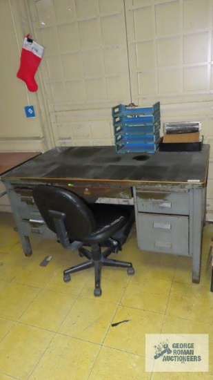 Heavy duty metal desk with chair
