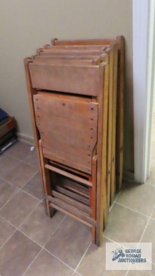 Lot of wooden folding chairs