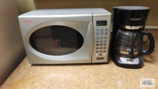 Sunbeam microwave and Black & Decker digital coffee pot