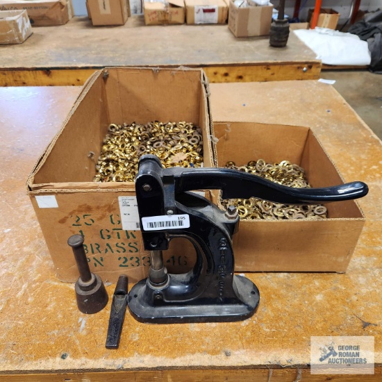 Number 5 grommets and washers with hammer press, cutter and tabletop press