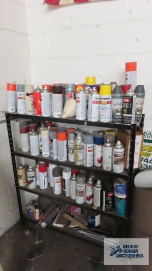 Lot of spray paints with shelf