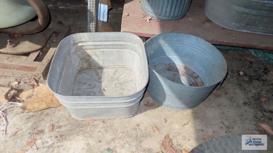 Two galvanized wash tubs