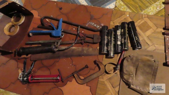 Heavy duty bolt cutters, c-clamp, grease, pry bar, etc