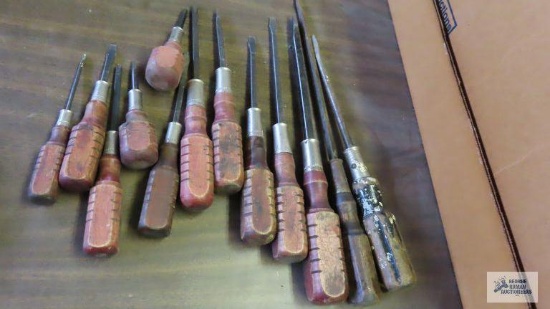 Vintage wooden handled screwdrivers