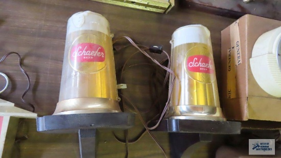 Pair of vintage Schaefer lighted beer signs