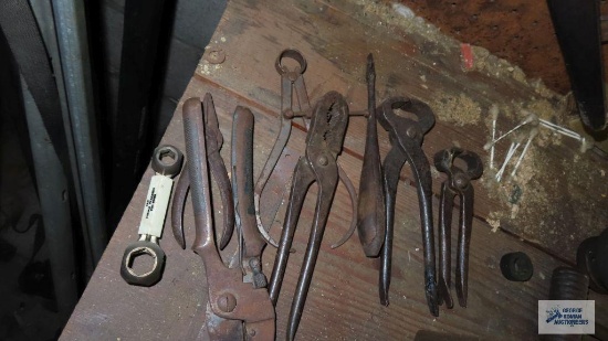 Lot of antique cutters and tools