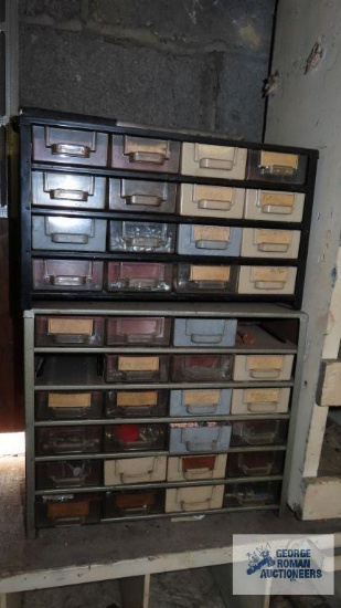 Two hardware cabinets with hardware
