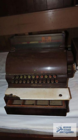 Antique cash register with key. Needs marble top replaced