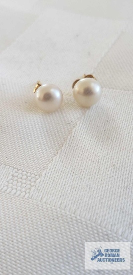 Pearl like earrings, marked 14K
