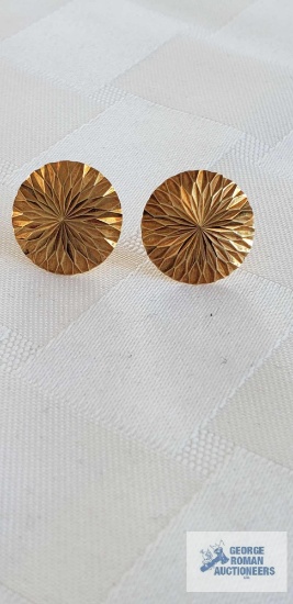 Gold colored earrings, marked 18K