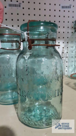 Five Trademark Lightning canning jars