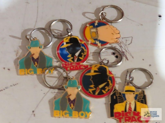 set of six Disney Dick Tracy movie key chains