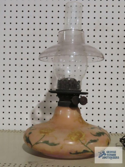 Phoenix antique floral oil lamp with clear glass shade