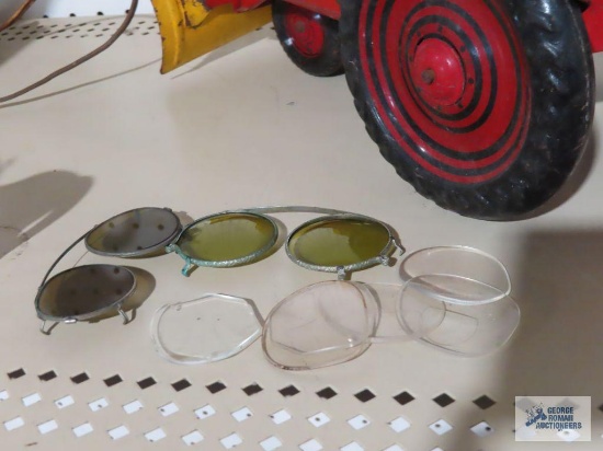 Lot of vintage clip on sunglasses and lenses