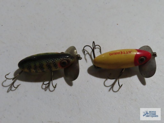 Two vintage Jitterbug fishing lures