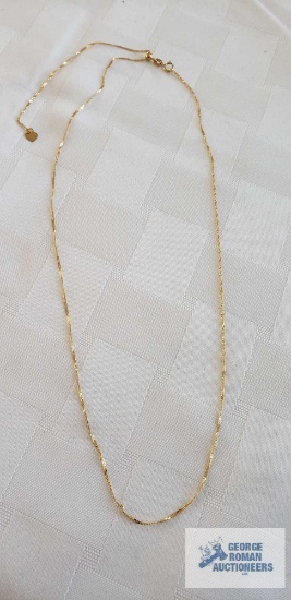 Gold colored adjustable length necklace, marked RCI 18K Turkey