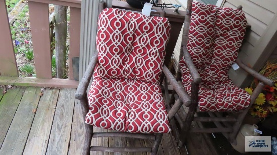 Rustic rocker and straight outdoor chair