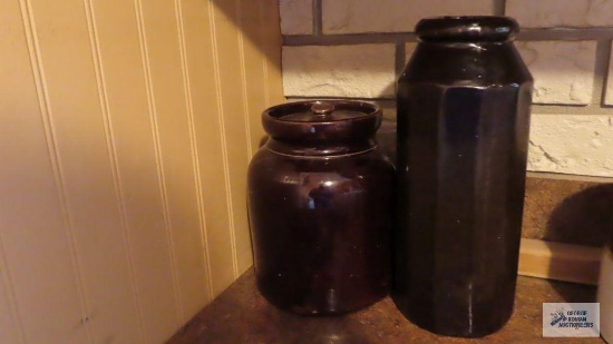Two pieces of assorted brown pottery, both unmarked
