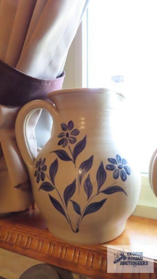 Unmarked, painted pottery pitcher