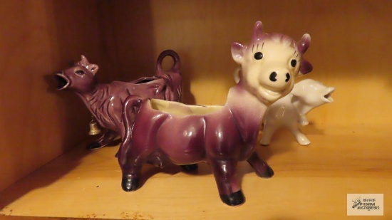 50s cow salt and pepper shakers and cow planter