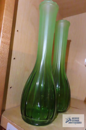 Pair of two green vases