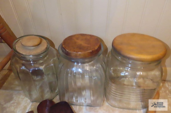 Glass wood top canisters