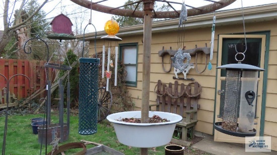 chimes and bird feeders