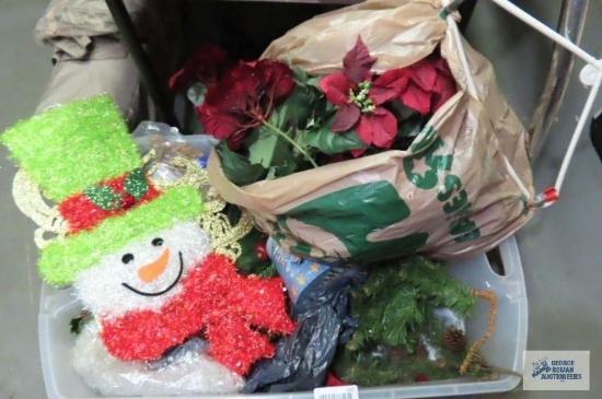 Tote of Christmas decorations