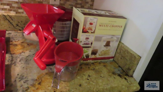 Made in Italy cheese grater, multi chopper, measuring cup, and vegetable spinner
