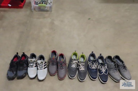 Six pairs of assorted golf shoes, size 11