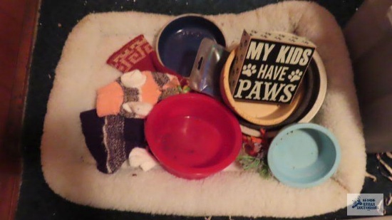 dog food bowls, dog sweaters and etc