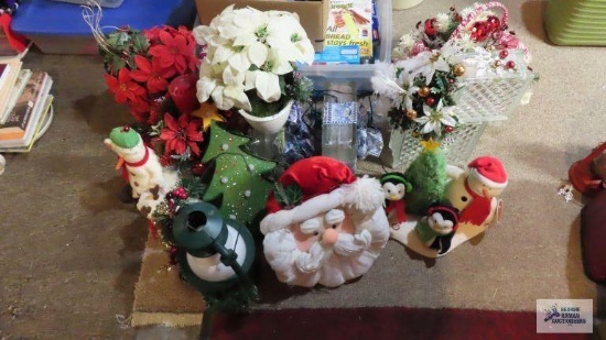 lot of Christmas decorations, animated figurines, etc