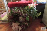floral basket and wreaths