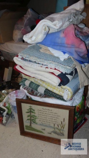 Large assortment of blankets
