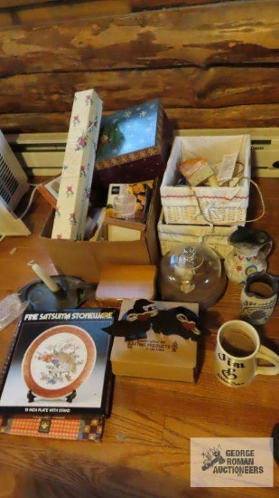 Miscellaneous items, including candle holders, baskets, decorative boxes, knick...knacks
