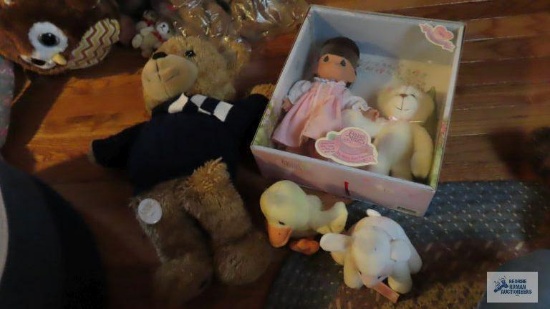 Precious Moments doll, Teddy bear, lamb and duck