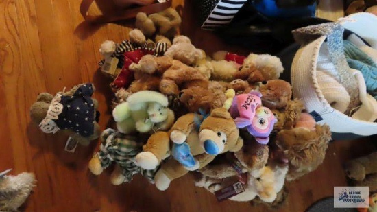 Large assortment of bears, rabbits, and etc
