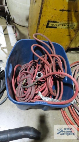 Lot of pneumatic hose and etc with blue tote