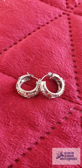 Black hills gold hoop earrings, one latch is broken, marked Sterling and 10K, approximate total