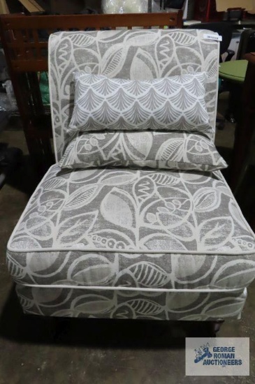 Gray and white accent chair