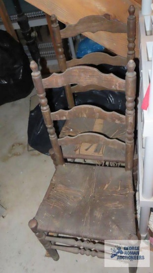Two ladder back rush bottom chairs. rush bottoms need refinished.