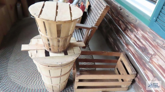 Wooden baskets and crate