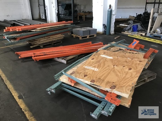 THREE SECTIONS OF PALLET RACK, DISASSEMBLED