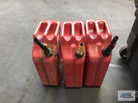 DEWALT TOOLBOX AND 3 METAL GAS CANS