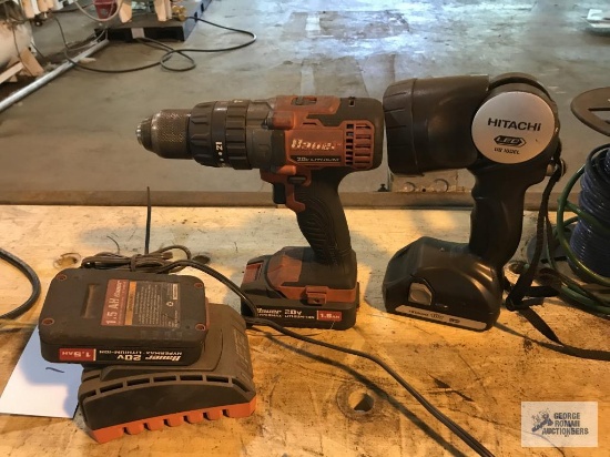 HITACHI LED LIGHT AND BAUER CORDLESS DRILL WITH CHARGER